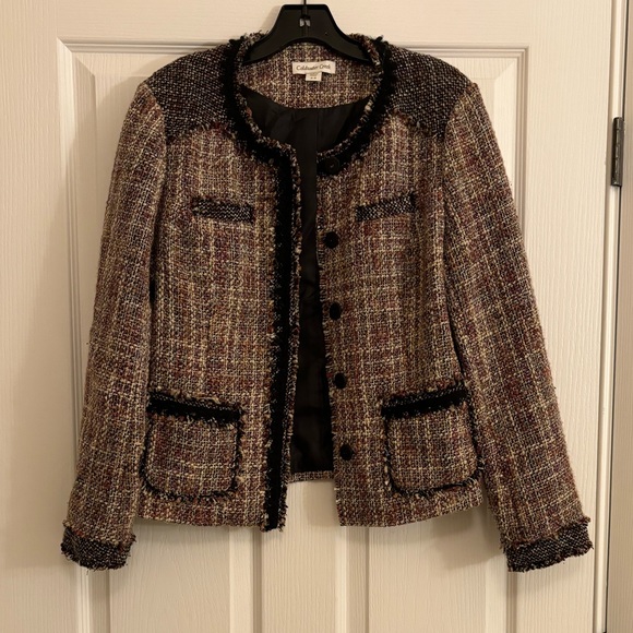 COLDWATER CREEK Multi Colored Tweed Snap Blazer Jacket - Picture 4 of 11